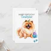 Carte Chow Chow Dog Personnalisé Joyeux Anniversaire App (Devant/Arrière en situation)