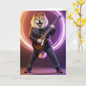 Carte Chow Chow Rock Star Drôle (Fleur jaune)