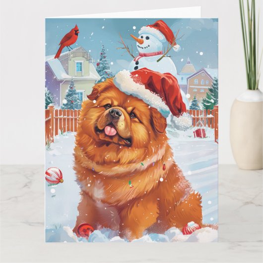 Carte Chow Chow Winter Wonderland Noël Joie (Devant)