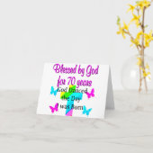 CARTE CHRÉTIEN 70E ANNIVERSAIRE (Fleur jaune)