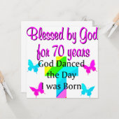 CARTE CHRÉTIEN 70E ANNIVERSAIRE (Devant/Arrière en situation)