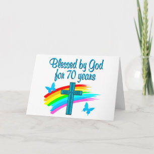 CARTE CHRÉTIEN 70E ANNIVERSAIRE CROIX ET PLUIE