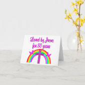 CARTE CHRÉTIEN 80E ANNIVERSAIRE RAINBOW DESIGN (Fleur jaune)