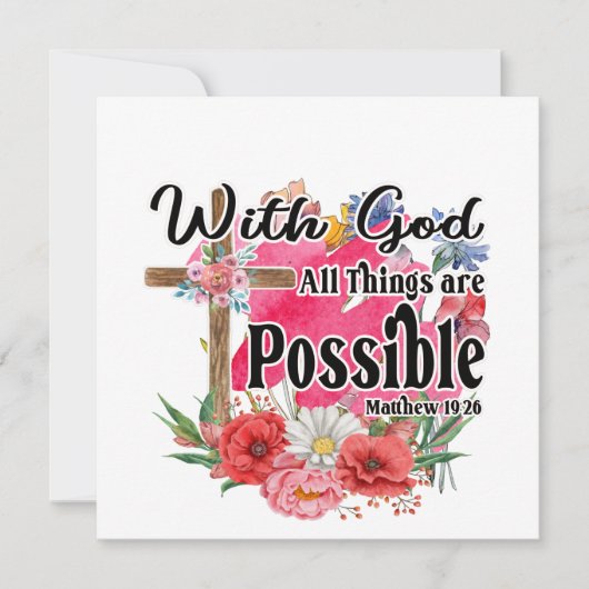 Carte chrétienne Avec Dieu Tout Est Possible (Devant)