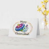 Carte Chrismukkah Dreidel et Toy Top Card (Fleur jaune)