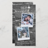 Carte Chrismukkah Monochrome Color Pop 2-Photo (Devant / Derrière)