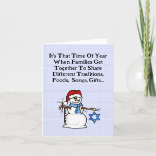 Carte Chrismukkah Snowman Funny Grey Card