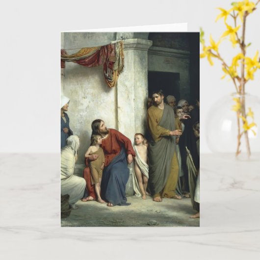 Carte Christ et les enfants par Carl Bloch (Fleur jaune)
