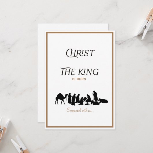 Carte Christ le Roi est né Noël chrétien (Devant/Arrière en situation)