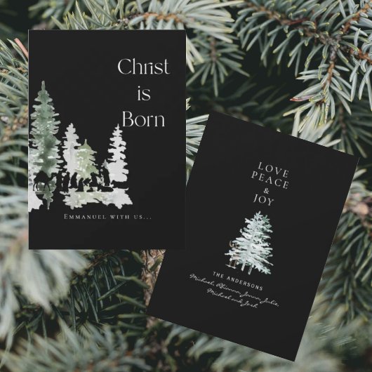 Carte Christ né Nativité chrétienne Noir