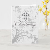 Carte Christening Avec Fleurs Croisées Papillons (Fleur jaune)