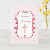 Carte Christening Sweet Daughter on Pink (Fleur jaune)