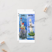 Carte Christian Aquarelle Lumière Écriture Nom Signet (Devant/Arrière en situation)