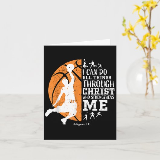 Carte Christian Basketball I Can Do All Things Through C (Fleur jaune)