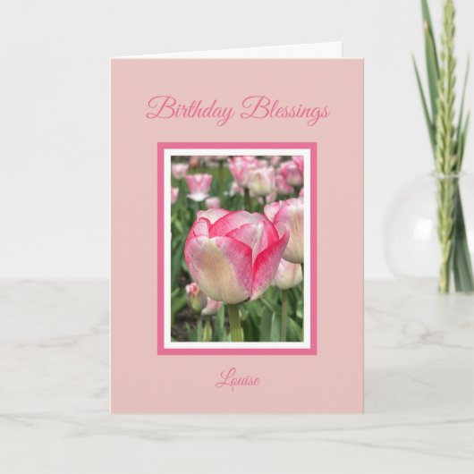 Carte Christian Birthday Pink Tulips (Devant)