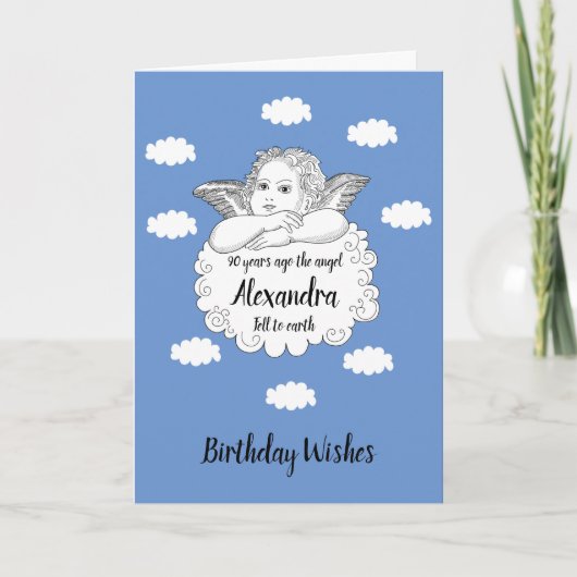 Carte Christian Cloud Angel Joyeux 90e anniversaire (Devant)