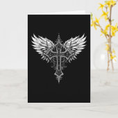 Carte Christian Cross Angel Religious  (Fleur jaune)