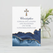 Carte Christian Cross Navy Blue Gold Félicitations (Debout devant)