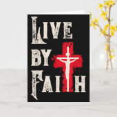 Carte Christian Cross Scripture Live By Faith  (Fleur jaune)
