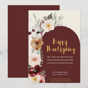 Carte Christian Elegant Floral Thanksgiving