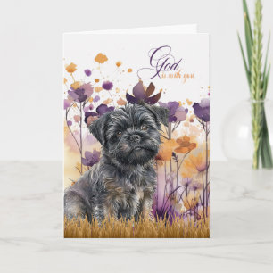 Carte Christian Encouragement Affenpinscher Chien pourpr