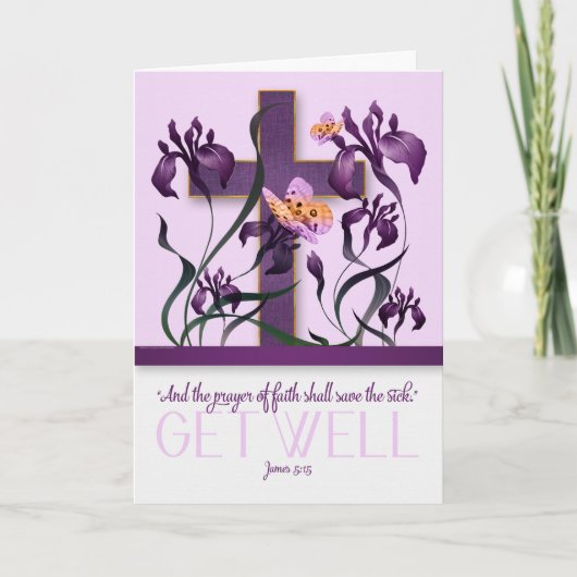 Carte Christian Get Well James 5 Cross et Purple Iris (Devant)