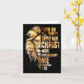 Carte Christian I Can Do All Things Through Christ Lion  (Fleur jaune)
