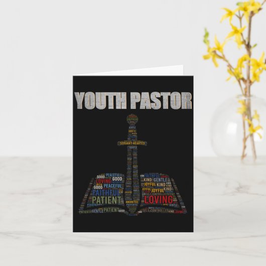 Carte Christian Minister Word Cloud Youth Pastor Appreci (Fleur jaune)