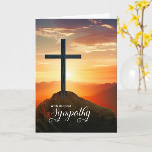 Carte Christian Sympathy Sunset Cross Over the Mountains (Fleur jaune)