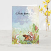 Carte Christian Thinking of You Encouragement Papillon (Fleur jaune)