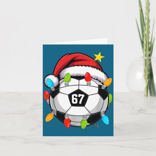 Carte Christmas 67 Meme Soccer Ball Santa Hat Funny Xmas (Devant)