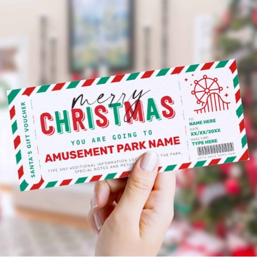 Carte Christmas Amusement Park Theme Park Ticket Gift