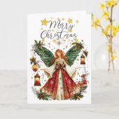 Carte Christmas Angel & Lightened lanterns. Christmas (Fleur jaune)
