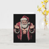 Carte Christmas Angry Santa Middle Finger Sarcastic Xmas (Fleur jaune)