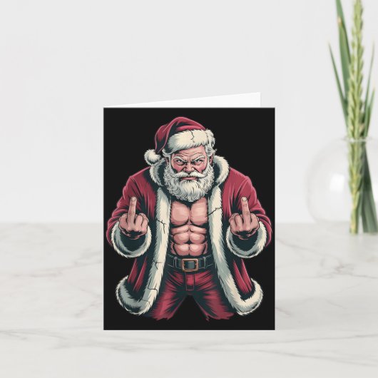 Carte Christmas Angry Santa Middle Finger Sarcastic Xmas (Devant)