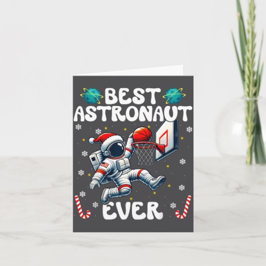 Carte Christmas Astronaut Ever Santa Hat Snowflakes Cand (Devant)