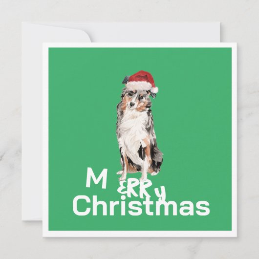 Carte Christmas Australian Shepherd Chien Joyeux voeux (Devant)
