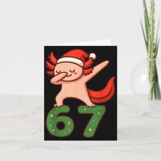 Carte Christmas Axolotl Dabbing 67 Meme Six Seven Funny (Devant)