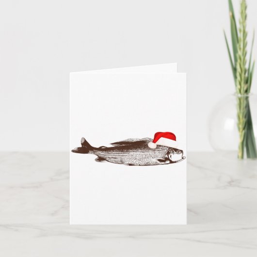 Carte Christmas B Fishing Wearing Santa Hat  (Devant)