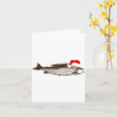 Carte Christmas B Fishing Wearing Santa Hat  (Fleur jaune)