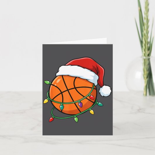 Carte Christmas Basketball Santa Hat Wrapped In Lights H (Devant)