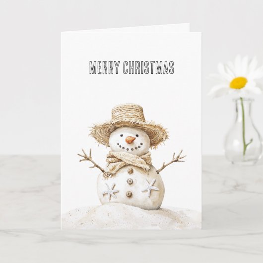 Carte Christmas Beach Starfish Snowman (Petite plante)