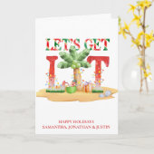 Carte Christmas Beach tropical Let's get Lit (Fleur jaune)