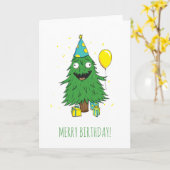 Carte Christmas Birthday Tree Merry Birthday (Fleur jaune)