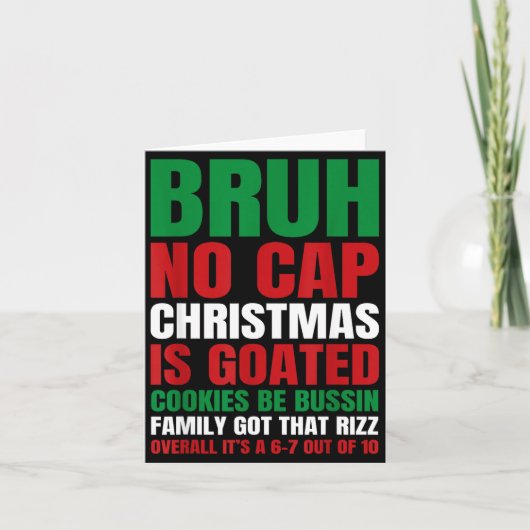 Carte Christmas Bruh No Cap Cookies Bussin Funny Rizz Me (Devant)