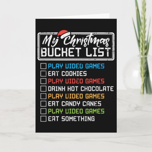 Carte Christmas Bucket List Video Games Xmas Gamer Boys (Devant)