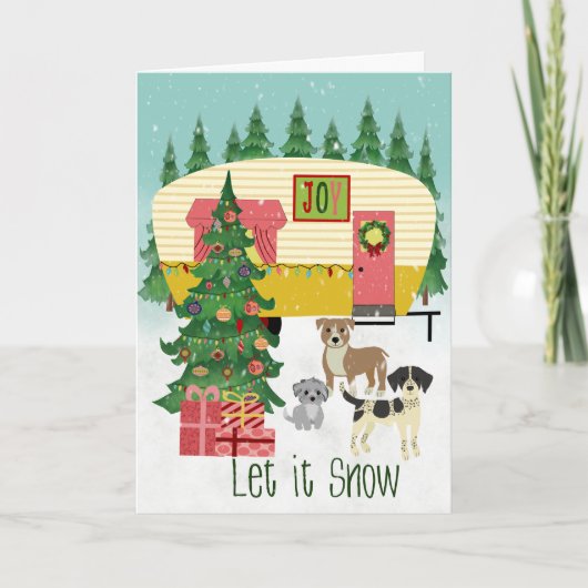 Carte Christmas Camper and Dogs Let it Snow (Devant)