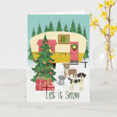 Carte Christmas Camper and Dogs Let it Snow (Fleur jaune)
