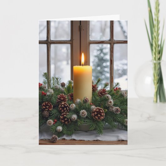 Carte Christmas Candle In a Pine Centerpiece (Devant)