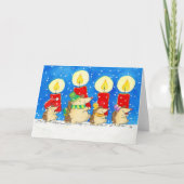 Carte Christmas Candles Hedgheogs Greeting (Devant)